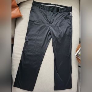 ALFRED SUNG PURE NWT BLACK CROPPED SATIN-LOOK CROPPED PANT SIZE 14